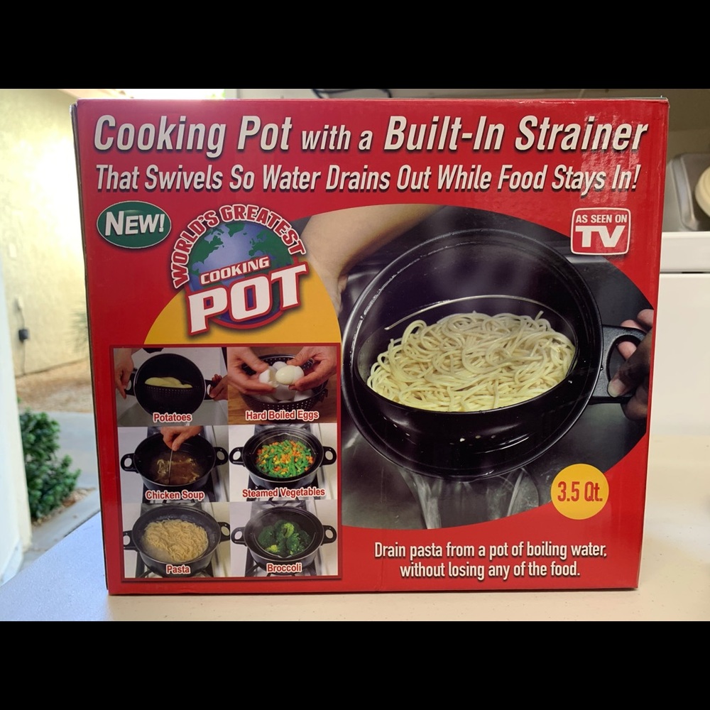 Pot with built in strainer
